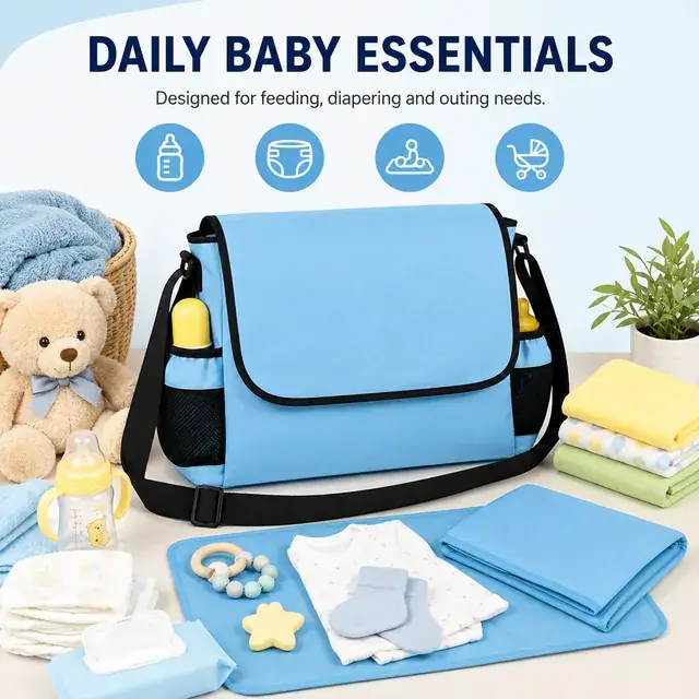 Stylish Baby Diaper Messenger Bag — 41 x 12 x 26 cm — construction detail 4