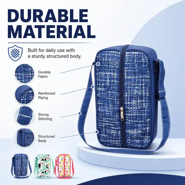 Stylish Insulated Lunch Bag with Adjustable Shoulder Strap (Polyester, 26x16x23cm) — construction detail 2