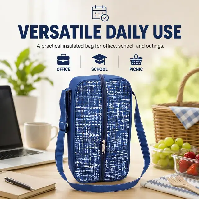 Stylish Insulated Lunch Bag with Adjustable Shoulder Strap (Polyester, 26x16x23cm) — construction detail 4