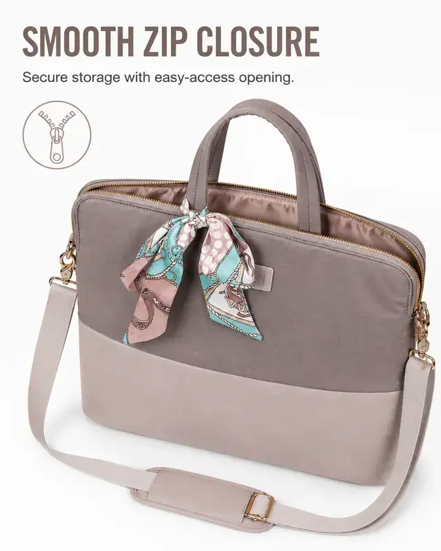 Stylish Laptop Bag with Crossbody Strap & Decorative Silk Scarf — 40×5.5×29 cm — construction detail 1