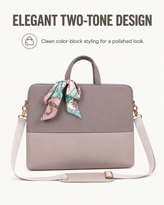 Stylish Laptop Bag with Crossbody Strap & Decorative Silk Scarf — 40×5.5×29 cm — construction detail 3