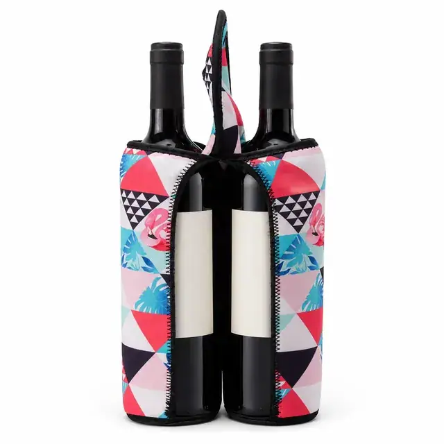 Stylish Neoprene Wine Bottle Holder for Two Bottles with Handles (11.5*39.4cm, Neoprene) — product view