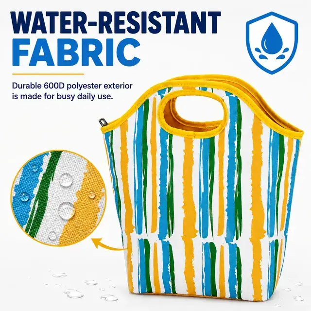 Teenagers Lunch Box Bag for School Kids (600D Polyester + PEVA, 32x12x35cm) — construction detail 1