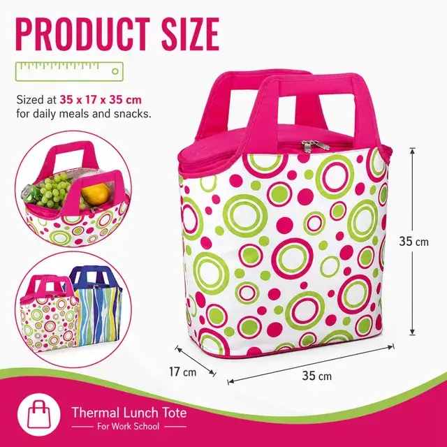 Thermal Lunch Tote for Work & School (600D Polyester + PEVA, 35x17x35cm) — construction detail 1