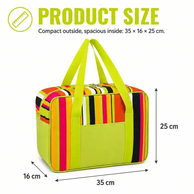 Thermal Picnic Cooler Lunch Bag - Wholesale (600D Polyester + PEVA, 35x16x25cm) — construction detail 1