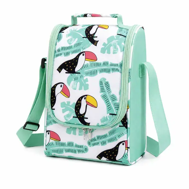 Toucan Print Insulated Lunch Bag with Adjustable Strap (Polyester, 22x15.5x34cm) — product view