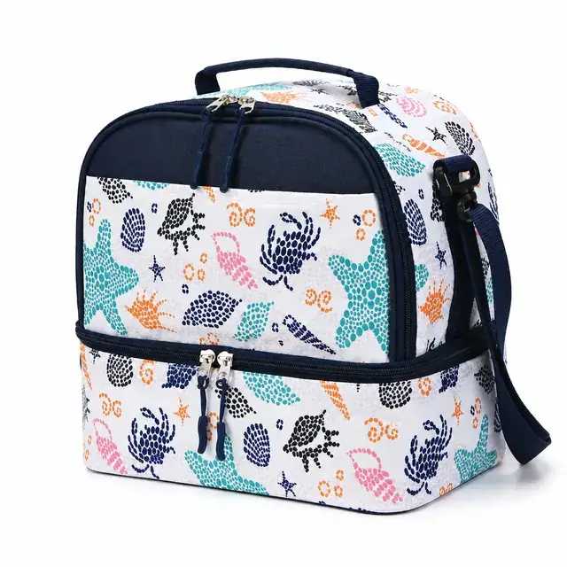 Travel Picnic Lunch Cooler Bag - Insulated Thermal Food Bag (Microfiber & 600D Polyester, 26x16x25cm) — product view