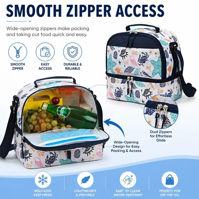 Travel Picnic Lunch Cooler Bag - Insulated Thermal Food Bag (Microfiber & 600D Polyester, 26x16x25cm) — construction detail 4